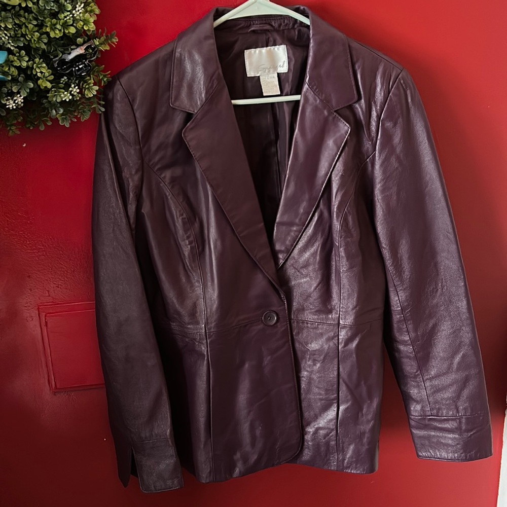 Vintage plum leather jacket